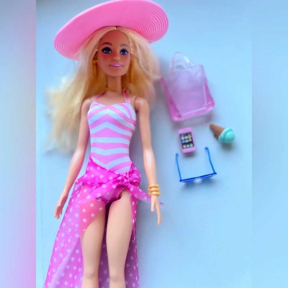 Barbie Doll with Swimsuit and Beach-Themed Accessories